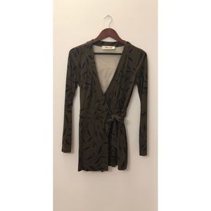 DVF Celeste LS Knit Wrap Romper - Size XS